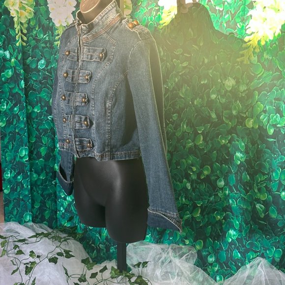LIKE NEW - HELIUM Retro Denim Military Style Jacket (Size L) - Picture 2 of 3